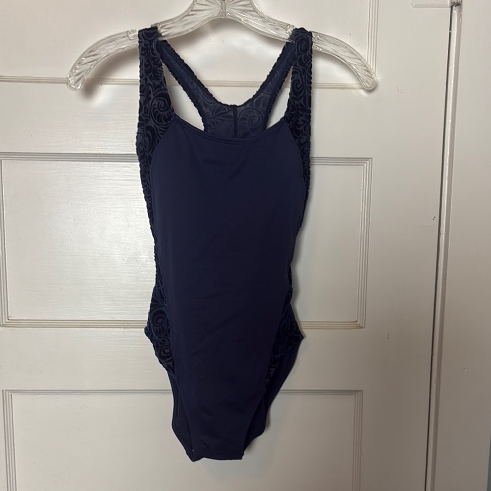 Private Island Hawaii Elegant Navy One-Piece Racerback Swimsuit Size XS